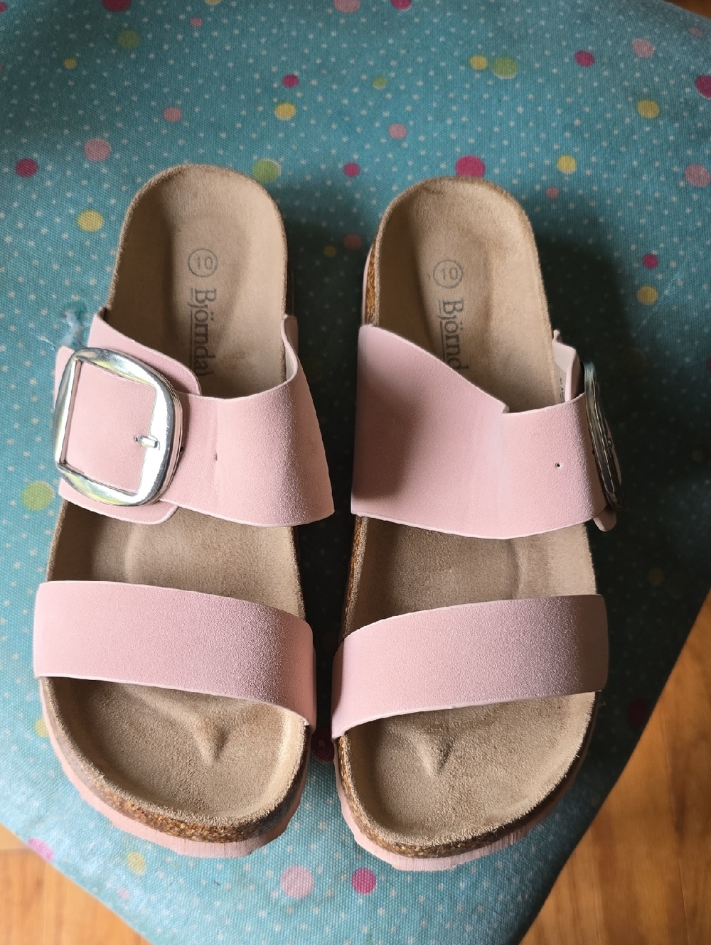 Pink Double-Band Slide Sandals with Buckle Size 10
